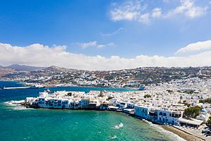 Little Venice with a view of the ferry terminal in Mykonos, Greece - 50661522178.jpg