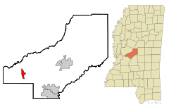 Madison County Mississippi Incorporated and Unincorporated areas Flora Highlighted.svg