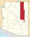 Mapa de Arizona con la ubicación del condado de Navajo