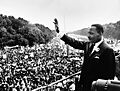 Martin Luther King Jr. addresses a crowd from the steps of the Lincoln Memorial, USMC-09611