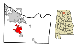 Morgan County Alabama Incorporated and Unincorporated areas Hartselle Highlighted.svg