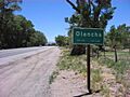 Olancha city limit sign along Southbound HWY 395 on June 18 2010