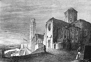 Archivo:1839, Recuerdos y bellezas de España, Principado de Cataluña II, Esterior de la catedral antigua (Lérida) (cropped)