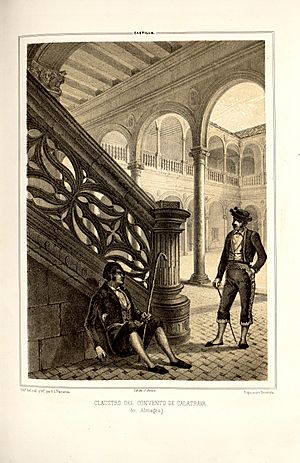 Archivo:1853, Recuerdos y bellezas de España, Castilla la Nueva, tomo II, Claustro del convento de Calatrava, en Almagro