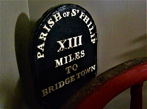 Archivo:Antiguo mojón de ruta traído de la parroquia de St. Philip, a 13 millas de Bridgetown (Barbados Museum, Bridgetown).