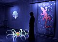 Art exhibition under black light