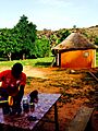 Coffee time with the view of Gobnangou Cliff, Burkina Faso