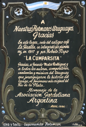 Archivo:Cumparsita Placa