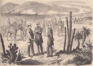 Archivo:Expédition du Mexique. — Marche sur Puebla. Le général Forey au bivouac de San Agostino del Palmar. (D'après un croquis de M. Brunnet, lieutenant d'artillerie.)