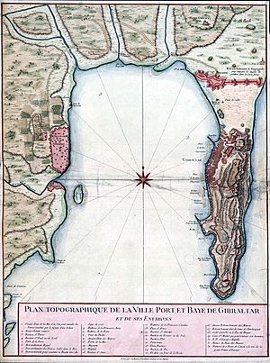 Archivo:Gibraltar and Bay map 1750