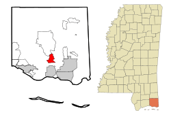 Jackson County Mississippi Incorporated and Unincorporated areas Hickory Hills Highlighted.svg