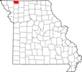 Map of Missouri highlighting Worth County