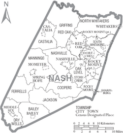 Archivo:Map of Nash County North Carolina With Municipal and Township Labels
