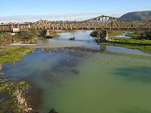 Archivo:Puente ferroviario sobre el río Maule, en Pueblecillo (en las afueras de Talca)