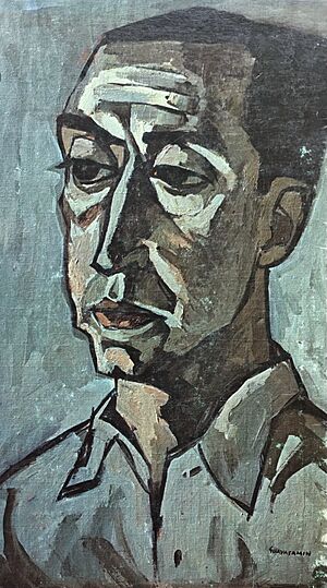 Archivo:Retrato de César Dávila Andrade, óleo de Oswaldo Guayasamín