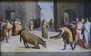 Archivo:Saint Antoine et le miracle de la mule - Domenico Beccafumi - Musée du Louvre Peintures RF 1966 2