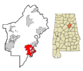 St. Clair County Alabama Incorporated and Unincorporated areas Pell City Highlighted