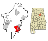 St. Clair County Alabama Incorporated and Unincorporated areas Pell City Highlighted.svg