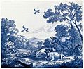 Delftware plaque with the Prophet Elijah fed by the Ravens