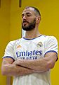 Karim Benzema wearing Real Madrid home kit 2021-2022