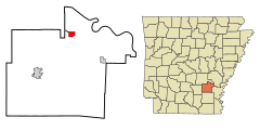 Lincoln County Arkansas Incorporated and Unincorporated areas Grady Highlighted.svg