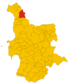 Map of comune of Suni (province of Oristano, region Sardinia, Italy) - 2016