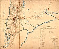 Archivo:Mapa del viaje de Luis de la Cruz, de Concepción a Buenos Aires en 1806