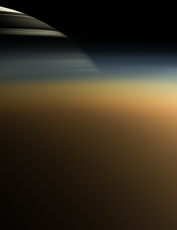 Saturn's rings through Titan's atmosphere
