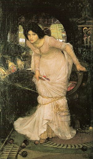 Archivo:The Lady of Shalott Looking at Lancelot