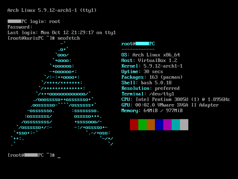 Arch Linux Base Neofetch output