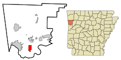 Crawford County Arkansas Incorporated and Unincorporated areas Kibler Highlighted.svg
