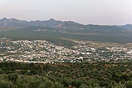 Vista de las localidades de Cumbres Verdes (arriba), Barrio de la Vega (centro-izquierda) y Cájar (derecha)