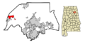 Etowah County Alabama Incorporated and Unincorporated areas Walnut Grove Highlighted