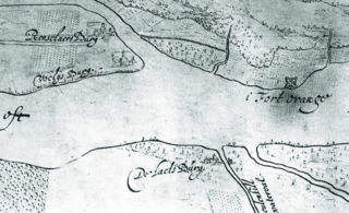 Fort Orange in c1630 Rensselaerswyck Map Detail (now Albany NY).png