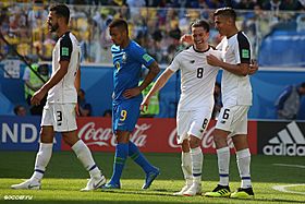 Archivo:Giancarlo González, Bryan Oviedo and Óscar Duarte in 2018 World Cup