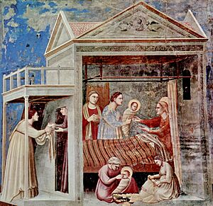 Archivo:Giotto di Bondone - The Birth of the Virgin - Scrovegni 07