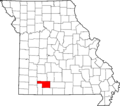 Map of Missouri highlighting Christian County