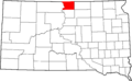 Map of South Dakota highlighting Campbell County