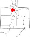 Mapa de Utah con la ubicación del condado de Salt Lake