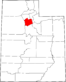 Map of Utah highlighting Salt Lake County