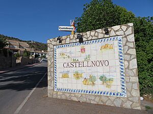 Archivo:Panel mural cerámico de anuncio de la llegada al municipio de Castellnovo