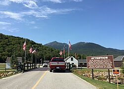 2016-09-03 13 17 49 Sign warning of the dangers of driving the Mount Washington Auto Road at the bottom (east) end in Green's Grant Township, Coos County, New Hampshire.jpg