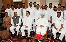 A delegation of leaders from Bundelkhand region led by Shri Rahul Gandhi calling on the Prime Minister, Dr. Manmohan Singh, in New Delhi on July 28, 2009.jpg