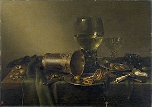 Archivo:Bodegón con vaso de plata y reloj