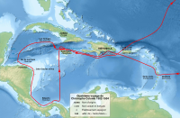 Archivo:Christopher Columbus fourth voyage 1502-1504 map-fr