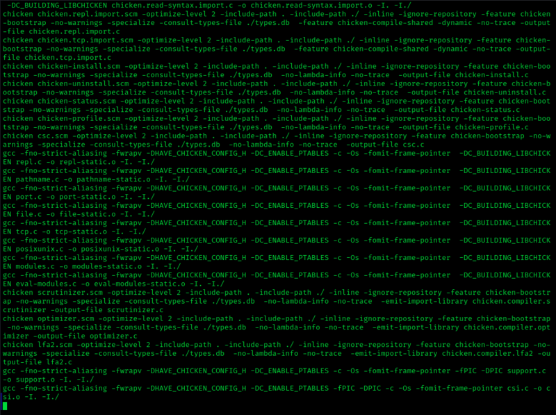 GCC 11.1.0 compiling Chicken screenshot