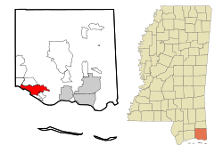 Jackson County Mississippi Incorporated and Unincorporated areas Ocean Springs Highlighted.svg
