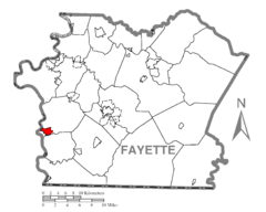 Map of Masontown, Fayette County, Pennsylvania Highlighted.png