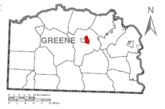 Map of Morrisville, Greene County, Pennsylvania Highlighted.png
