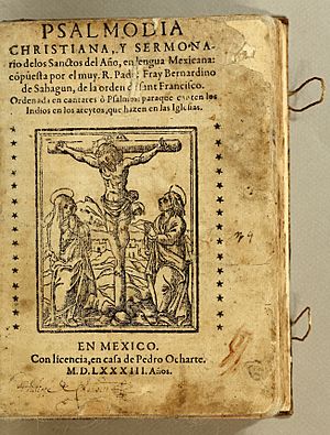 Archivo:Psalmodia Christiana Bernardino de Sahagún 1583 title page